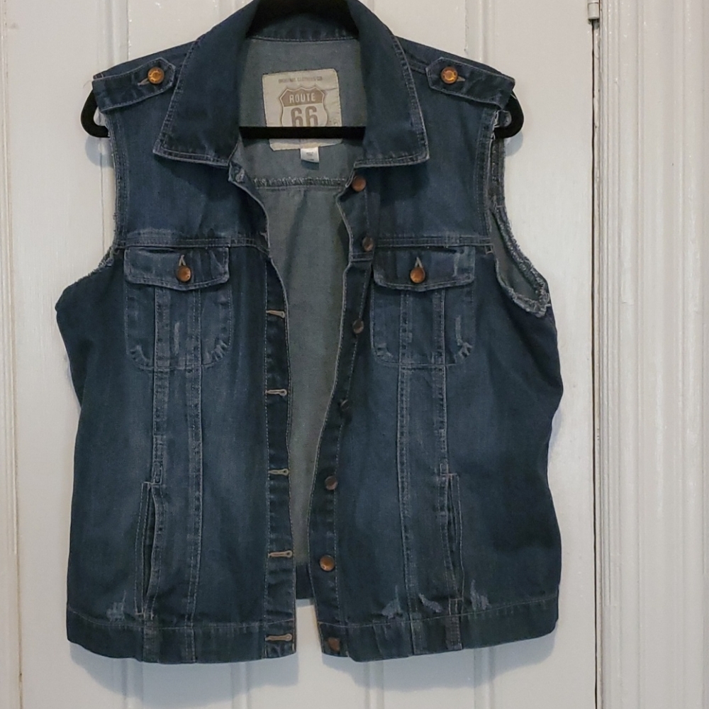 Route 66 Cut Off Sleeve Jean Jacket